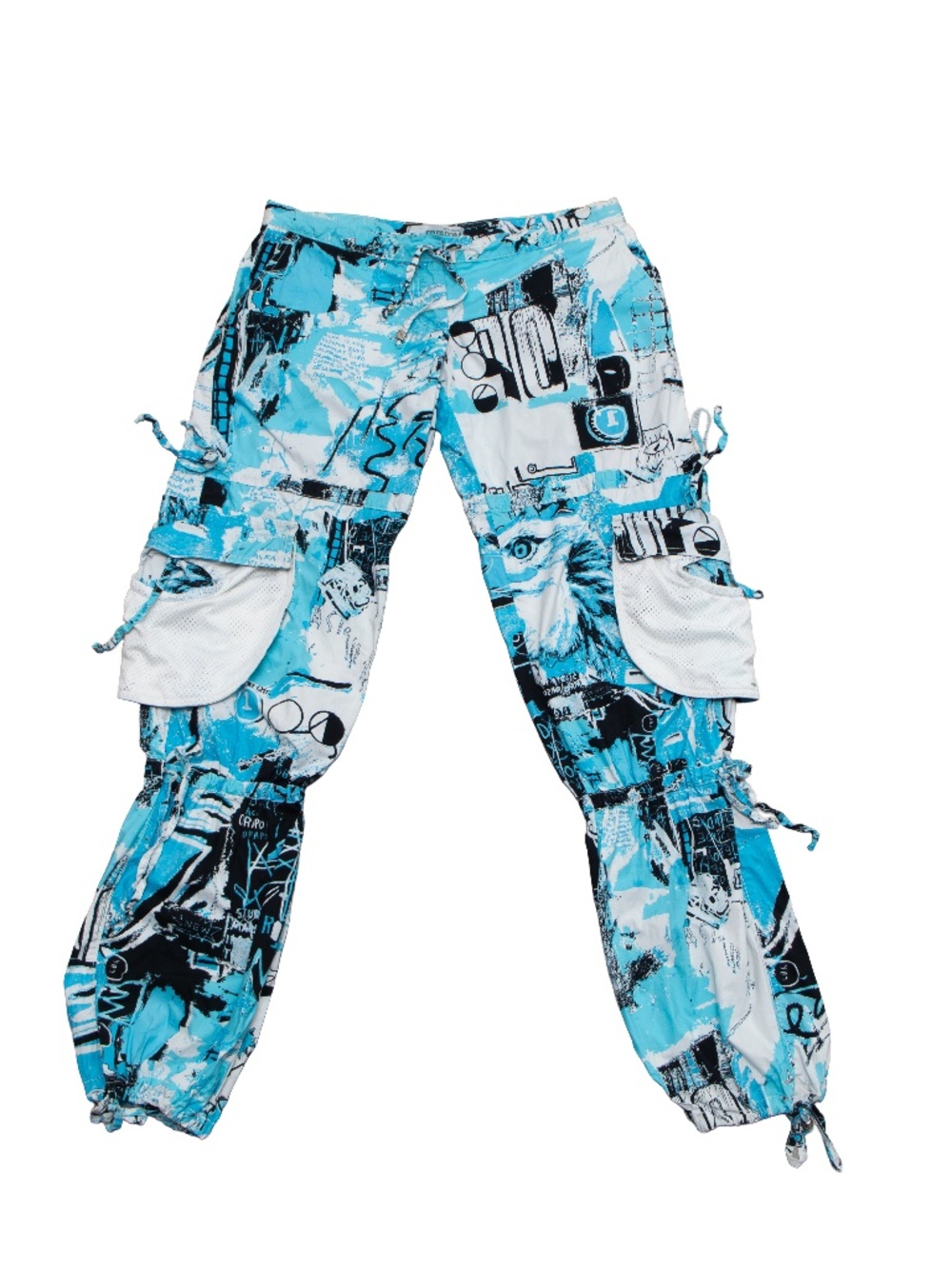 Roberto Cavalli Freedom Cargo Pants Blue Graphic Print Utility Joggers Size 42 - Picture 2 of 11